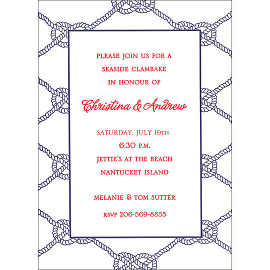 Rope Border Letterpress Invitations